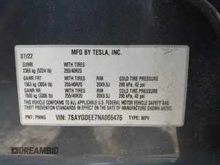 2022 Tesla Model Y Long Range z VIN 7SAYGDEE7NA006476, wystawiony jako IAAI lot #41894606 z przebiegiem 63 380 mil mil oraz . Historia ofert i sprzedaży dostępna na DreamBid. Obrazek 9.