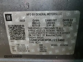 2019 Chevrolet Traverse LT Cloth with VIN 1GNEVGKW0KJ313460, listed as a Copart auction lot 53276505 with 77,087 mi miles and Clean Title. Bid and sale history available at carsss.com. Image 14.