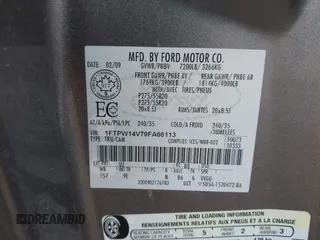 2009 Ford F-150 XL with VIN 1FTPW14V79FA66113, listed as a IAAI auction lot 42001923 with 168,612 mi miles and . Bid and sale history available at DreamBid. Image 9.