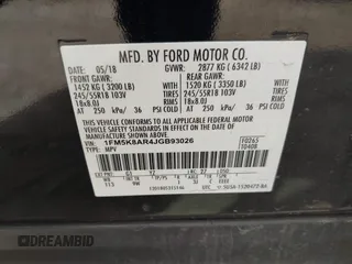 2018 Ford Police Interceptor Utility z VIN 1FM5K8AR4JGB93026, wystawiony jako IAAI lot #41975110 z przebiegiem 104 386 mil mil oraz . Historia ofert i sprzedaży dostępna na DreamBid. Obrazek 9.