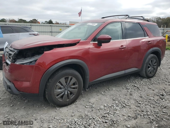 2023 Nissan Pathfinder SV with VIN 5N1DR3BA9PC231305, listed as a Copart auction lot 85828004 with 49,228 mi miles and Salvage Title. Bid and sale history available at carsss.com. Image 1.