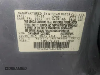 2012 Nissan Sentra 2.0 with VIN 3N1AB6AP1CL783577, listed as a Copart auction lot 57779435 with 195,103 mi miles and Salvage title. Bid and sale history available at DreamBid. Image 13.