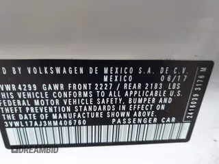 2017 Volkswagen Jetta SEL z VIN 3VWL17AJ3HM406760, wystawiony jako IAAI lot #42002426 z przebiegiem 152 890 mil mil oraz . Historia ofert i sprzedaży dostępna na DreamBid. Obrazek 9.
