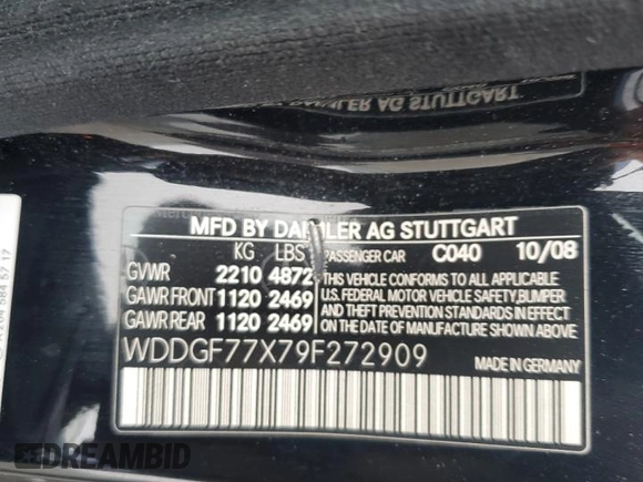 2009 Mercedes-Benz C 63 AMG with VIN WDDGF77X79F272909, listed as a Copart auction lot 53105275 with 164,283 mi miles and Clean Title. Bid and sale history available at DreamBid. Image 12.