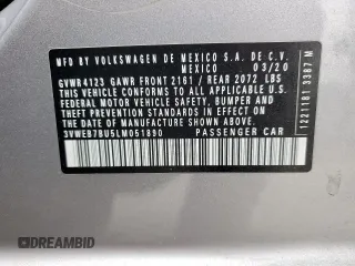 2020 Volkswagen Jetta SEL with VIN 3VWEB7BU5LM051890, listed as a Copart auction lot 60309235 with 49,846 mi miles and Salvage title. Bid and sale history available at DreamBid. Image 12.
