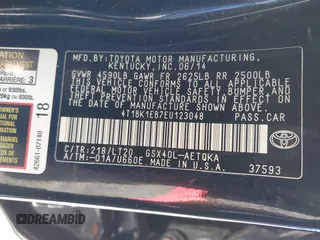 2014 Toyota Avalon Limited with VIN 4T1BK1EB7EU123048, listed as a IAAI auction lot 41246530 with 113,978 mi miles and . Bid and sale history available at DreamBid. Image 9.