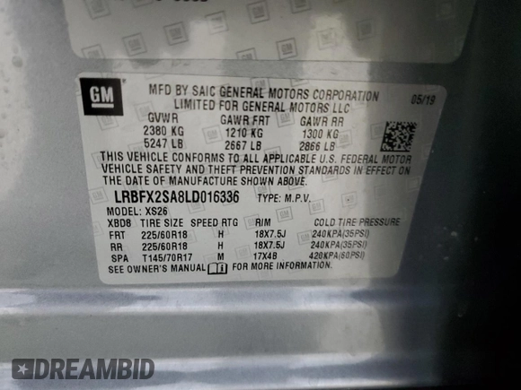 2020 Buick Envision Essence with VIN LRBFX2SA8LD016336, listed as a Copart auction lot 48866805 with 24,647 mi miles and Salvage Title. Bid and sale history available at DreamBid. Image 14.