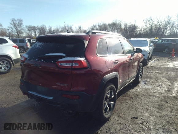 2014 Jeep Cherokee Trailhawk with VIN 1C4PJMBS9EW161047, listed as a IAAI auction lot 41841038 with Not Provided miles. Bid and sale history available at carsss.com. Image 4.