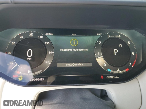 2024 Land Rover Range Rover SE with VIN SALKP9FU4RA099621, listed as a Copart auction lot 44174635 with 7,221 mi miles and Salvage title. Bid and sale history available at DreamBid. Image 9.