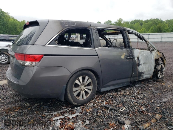 2014 Honda Odyssey EX-L with VIN 5FNRL5H66EB004583, listed as a Copart auction lot 57973685 with Not provided miles and Salvage title. Bid and sale history available at DreamBid. Image 3.