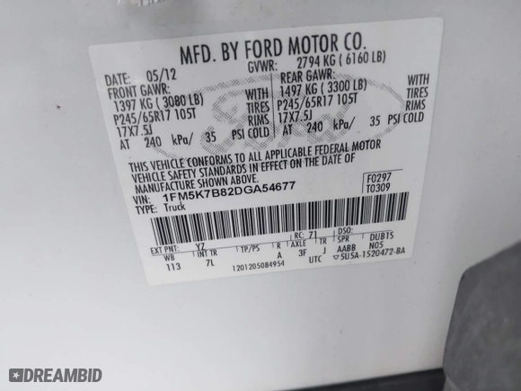 2013 Ford Explorer with VIN 1FM5K7B82DGA54677, listed as a IAAI auction lot 41774070 with 166,091 mi miles. Bid and sale history available at carsss.com. Image 9.