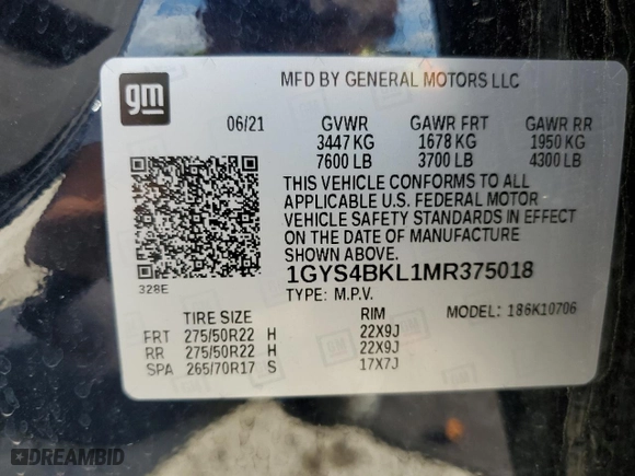 2021 Cadillac Escalade Premium Luxury with VIN 1GYS4BKL1MR375018, listed as a Copart auction lot 70282674 with 47,082 mi miles and Salvage Title. Bid and sale history available at carsss.com. Image 15.