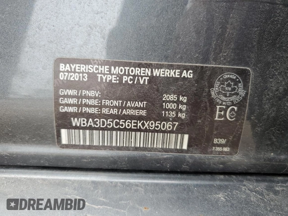 2014 BMW 3 Series 328d xDrive с VIN WBA3D5C56EKX95067, выставлен на аукционе Copart как лот 55664135 с пробегом Не указан миль и Чистый • Clean title. История ставок и продаж доступна на DreamBid. Изображение 13.