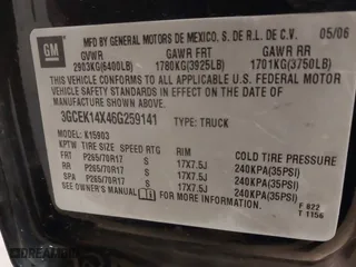 2006 Chevrolet Silverado 1500 Work Truck with VIN 3GCEK14X46G259141, listed as a IAAI auction lot 41937158 with 192,018 mi miles. Bid and sale history available at carsss.com. Image 9.