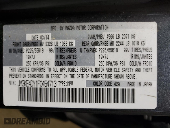 2015 Mazda CX-5 Grand Touring with VIN JM3KE4DY1F0454713, listed as a Copart auction lot 48548285 with 132,454 mi miles and Salvage Title. Bid and sale history available at DreamBid. Image 13.