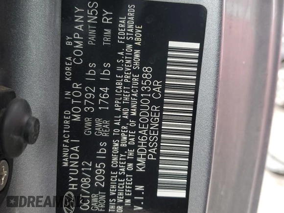 2013 Hyundai Elantra Coupe GS PZEV with VIN KMHDH6AE0DU013588, listed as a Copart auction lot 83197674 with 155,629 mi miles and Salvage Title. Bid and sale history available at carsss.com. Image 13.