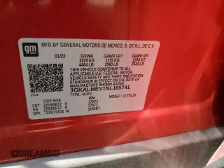 2022 GMC Terrain SLE with VIN 3GKALMEV1NL165741, listed as a Copart auction lot 53350335 with 72,112 mi miles and Salvage title. Bid and sale history available at DreamBid. Image 14.