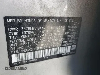 2015 Honda Fit EX-L with VIN 3HGGK5H86FM761557, listed as a Copart auction lot 54274955 with 241,183 mi miles and Salvage Title. Bid and sale history available at DreamBid. Image 12.