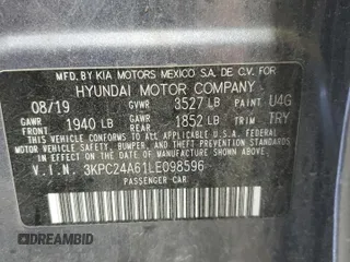 2020 Hyundai Accent SE with VIN 3KPC24A61LE098596, listed as a Copart auction lot 54444575 with 56,809 mi miles and Clean Title. Bid and sale history available at carsss.com. Image 12.