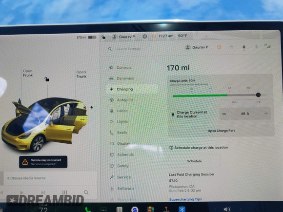 2022 Tesla Model Y Long Range with VIN 7SAYGDEE6NF318372, listed as a IAAI auction lot 41526857 with 26,083 mi miles and . Bid and sale history available at carsss.com. Image 17.