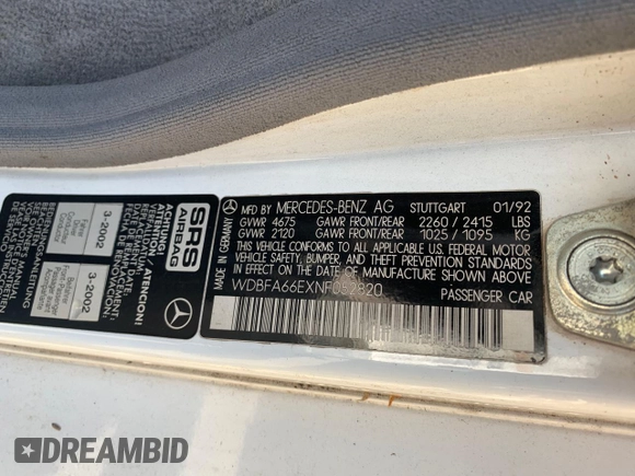 1992 Mercedes-Benz 500 с VIN WDBFA66EXNF052820, выставлен на аукционе Copart как лот 46752965 с пробегом 113 571 миль миль и Чистый • Clean title. История ставок и продаж доступна на DreamBid. Изображение 10.
