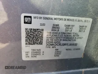 2024 Chevrolet Blazer EV eAWD RS z VIN 3GNKDCRJ2RS185532, wystawiony jako Copart lot #65431054 z przebiegiem 3653 mil mil oraz Szkody całkowita. Historia ofert i sprzedaży dostępna na DreamBid. Obrazek 13.