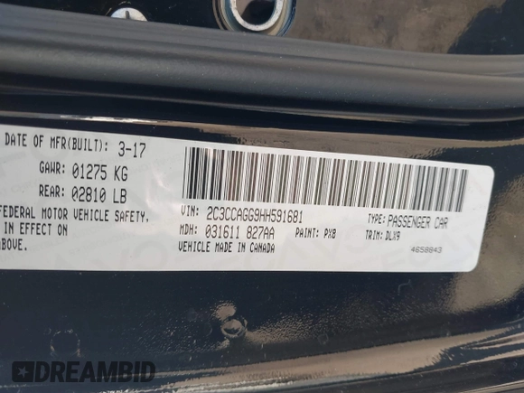 2017 Chrysler 300 S with VIN 2C3CCAGG9HH591681, listed as a IAAI auction lot 41165500 with 89,365 mi miles and . Bid and sale history available at carsss.com. Image 9.