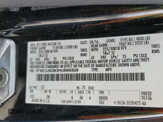 2017 Ford Escape SE with VIN 1FMCU9G93HUB66829, listed as a Copart auction lot 69093414 with 99,569 mi miles and Salvage Title. Bid and sale history available at carsss.com. Image 14.