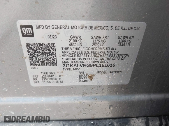 2023 GMC Terrain SLT z VIN 3GKALVEG9PL181616, wystawiony jako IAAI lot #42338137 z przebiegiem 44 400 mil mil oraz . Historia ofert i sprzedaży dostępna na DreamBid. Obrazek 9.