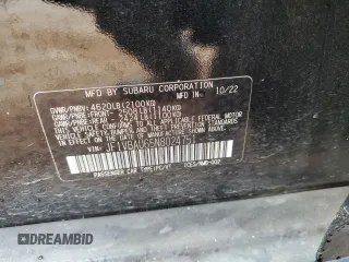 2022 Subaru WRX GT with VIN JF1VBAU65N8024751, listed as a Copart auction lot 44621315 with 42,999 mi miles and Salvage title. Bid and sale history available at DreamBid. Image 14.