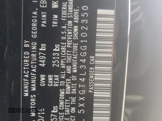 2016 Kia Optima LX with VIN 5XXGT4L34GG102350, listed as a Copart auction lot 44773335 with 134,464 mi miles and Salvage Title. Bid and sale history available at carsss.com. Image 14.