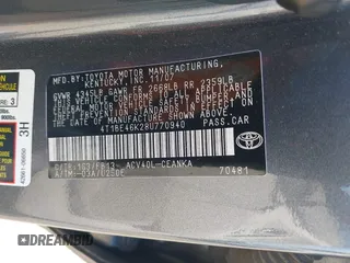 2008 Toyota Camry LE z VIN 4T1BE46K28U770940, wystawiony jako IAAI lot #42229006 z przebiegiem 184 667 mil mil oraz . Historia ofert i sprzedaży dostępna na DreamBid. Obrazek 9.