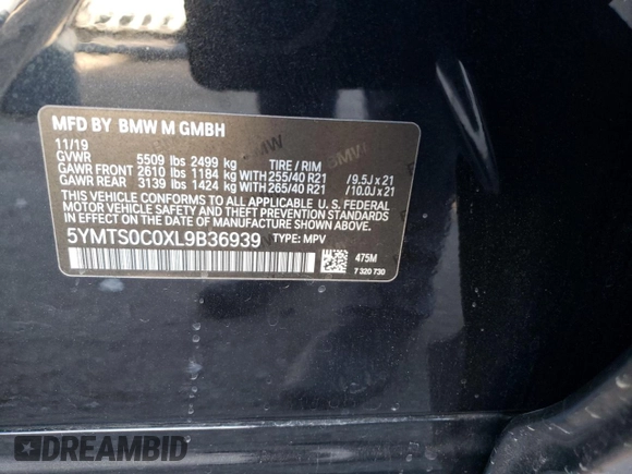 2020 BMW X3 M Competition z VIN 5YMTS0C0XL9B36939, wystawiony jako Copart lot #82792093 z przebiegiem Nie podano mil oraz . Historia ofert i sprzedaży dostępna na DreamBid. Obrazek 14.