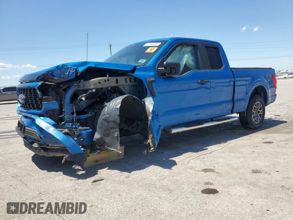 2021 Ford F-150 XL with VIN 1FTEX1EP8MFC94005, listed as a Copart auction lot 57518465 with 32,149 mi miles and Salvage title. Bid and sale history available at DreamBid. Image 1.