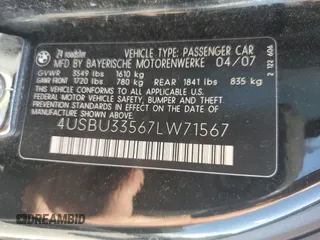 2007 BMW Z4 3.0i with VIN 4USBU33567LW71567, listed as a Copart auction lot 56680695 with 95,138 mi miles and Salvage title. Bid and sale history available at DreamBid. Image 13.