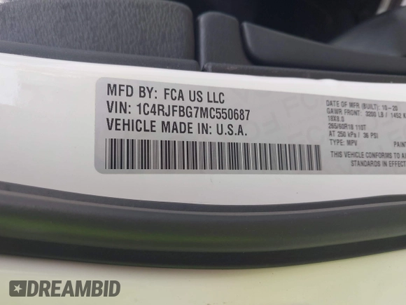 2021 Jeep Grand Cherokee 80th Anniversary с VIN 1C4RJFBG7MC550687, выставлен на аукционе IAAI как лот 42440417 с пробегом 107 820 миль миль и . История ставок и продаж доступна на DreamBid. Изображение 9.