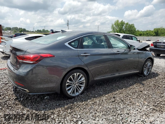 2017 Genesis G80 3.8L z VIN KMHGN4JE0HU209613, wystawiony jako Copart lot #59531725 z przebiegiem 91 939 mil mil oraz Szkoda całkowita • Salvage title. Historia ofert i sprzedaży dostępna na DreamBid. Obrazek 3.