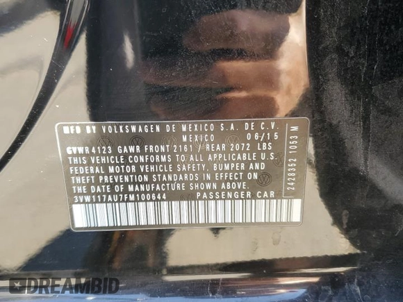 2015 Volkswagen Golf TSI S z VIN 3VW117AU7FM100644, wystawiony jako Copart lot #86591564 z przebiegiem 93 713 mil mil oraz Szkoda całkowita • Salvage title. Historia ofert i sprzedaży dostępna na DreamBid. Obrazek 12.