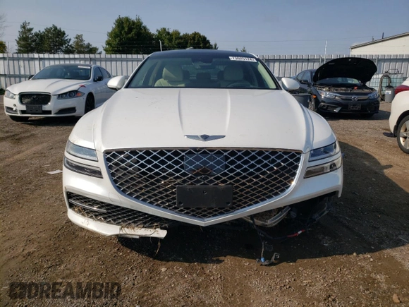2023 Genesis G80 2.5T with VIN KMTGB4SC4PU144730, listed as a Copart auction lot 73025174 with 35,382 mi miles and Salvage Title. Bid and sale history available at carsss.com. Image 5.
