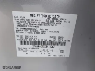2019 Ford Flex Limited EcoBoost with VIN 2FMHK6DTXKBA16062, listed as a IAAI auction lot 40921830 with 80,880 mi miles. Bid and sale history available at carsss.com. Image 9.