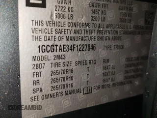 2015 Chevrolet Colorado 4WD WT with VIN 1GCGTAE34F1227046, listed as a Copart auction lot 86848494 with 183,449 mi miles and Salvage Title. Bid and sale history available at DreamBid. Image 12.