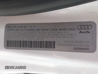 2012 Audi A7 Prestige с VIN WAU2GAFC9CN105796, выставлен на аукционе IAAI как лот 42227252 с пробегом 113 312 миль миль и . История ставок и продаж доступна на DreamBid. Изображение 9.