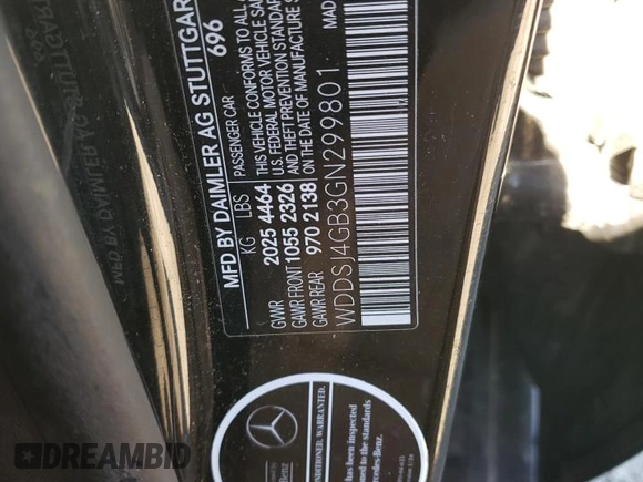 2016 Mercedes-Benz CLA with VIN WDDSJ4GB3GN299801, listed as a Copart auction lot 69594602 with 0 mi miles. Bid and sale history available at carsss.com. Image 12.