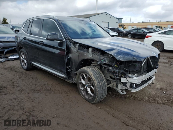 2022 BMW X3 xDrive30i with VIN 5UX53DP01N9L98122, listed as a Copart auction lot 50094865 with 33,452 mi miles and Salvage Title. Bid and sale history available at DreamBid. Image 4.