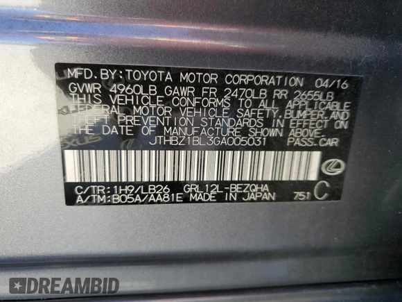 2016 Lexus GS 350 with VIN JTHBZ1BL3GA005031, listed as a Copart auction lot 77227653 with 70,758 mi miles. Bid and sale history available at carsss.com. Image 13.