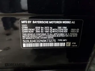 2022 BMW X5 M50i with VIN 5UXJU4C02N9K73275, listed as a Copart auction lot 85264594 with 40,804 mi miles and Salvage Title. Bid and sale history available at carsss.com. Image 14.