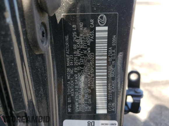 2023 Lexus ES 350 z VIN 58ADZ1B10PU155223, wystawiony jako Copart lot #58159775 z przebiegiem 22 556 mil mil oraz Szkoda całkowita • Salvage title. Historia ofert i sprzedaży dostępna na DreamBid. Obrazek 12.
