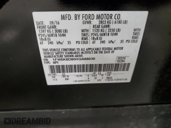 2017 Ford Explorer XLT with VIN 1FM5K8D80HGA66030, listed as a Copart auction lot 86068094 with 72,705 mi miles and Salvage Title. Bid and sale history available at carsss.com. Image 14.
