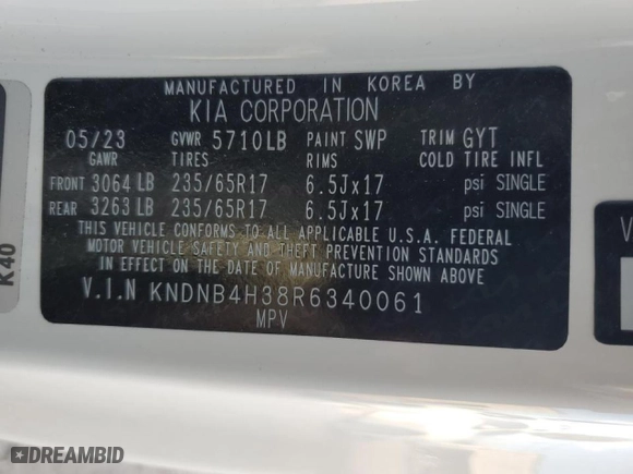 2024 Kia Carnival LX with VIN KNDNB4H38R6340061, listed as a Copart auction lot 71289804 with 6,145 mi miles and Salvage Title. Bid and sale history available at carsss.com. Image 14.