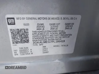 2023 GMC Terrain SLE with VIN 3GKALMEG7PL186419, listed as a IAAI auction lot 41243536 with 24,142 mi miles. Bid and sale history available at carsss.com. Image 9.